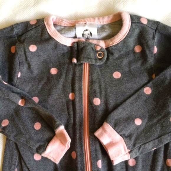 gerber cotton polkadot zipper footie sleeper pajamas 3-6 months baby girl - Picture 3 of 5